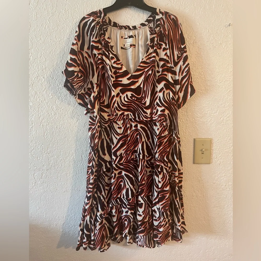 Anthropologie printed v neck mini dress XL - Picture 1 of 7
